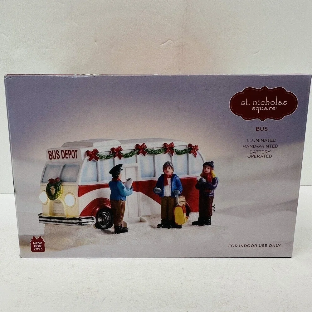 St Nicholas Square Christmas Village Bus Santa Retired 2023‎